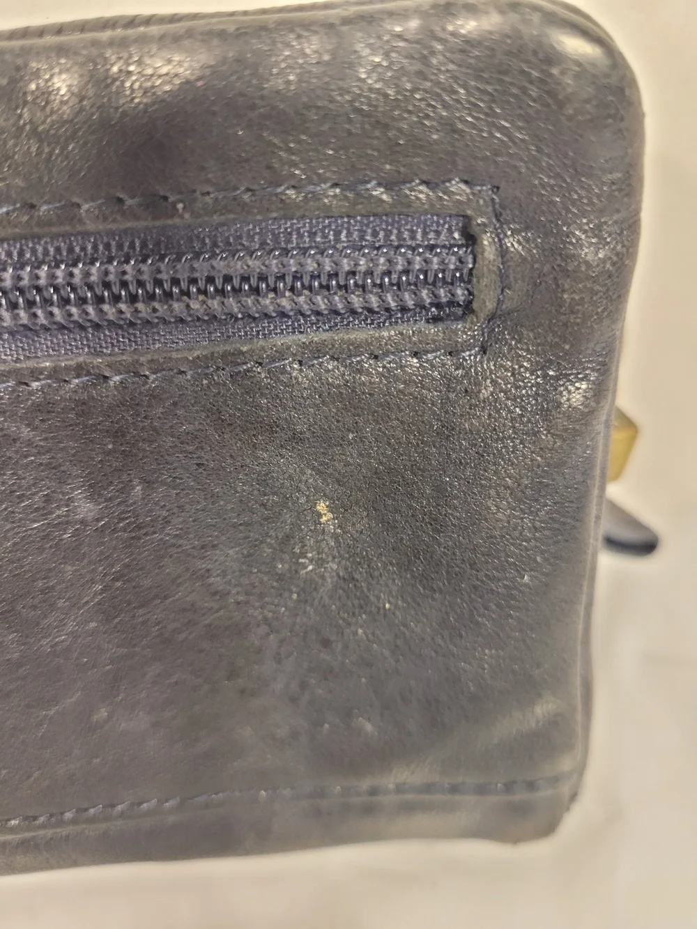 Fossil Navy Leather Wallet with Keyhole Plaque